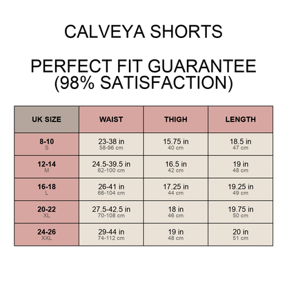 calveya shorts size chart